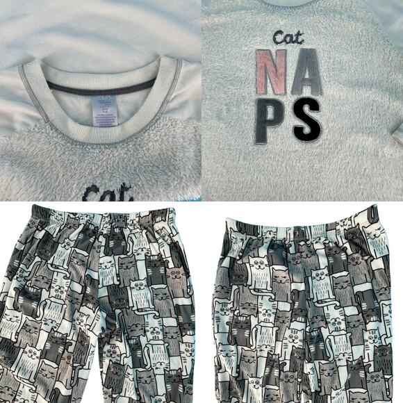 Secret Treasures Cat Naps Pajama Jogger Lounge Set White Pink Gray Black Small - Picture 4 of 14